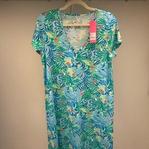 NWT Lilly Pulitzer Etta Dress Blue and Green Tropical